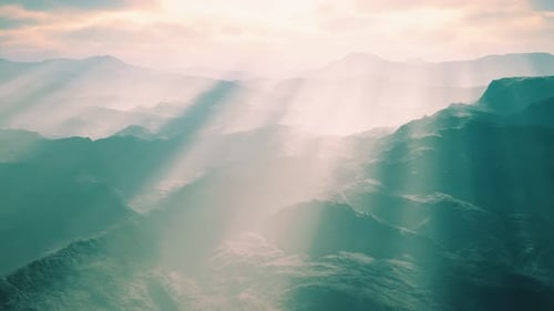 Aerial Vulcanic Desert Landscape with Rays of Light
