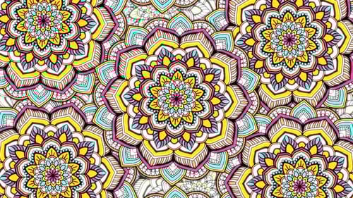 Vibrant Animated Mandala Pattern Background Seamless Loop