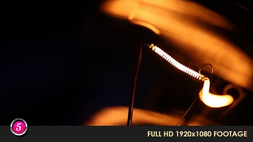 Glowing Filament Inside of a Light Bulb