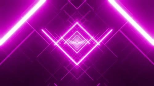 Abstract Neon Geometric Tunnel Moving Forward Loop