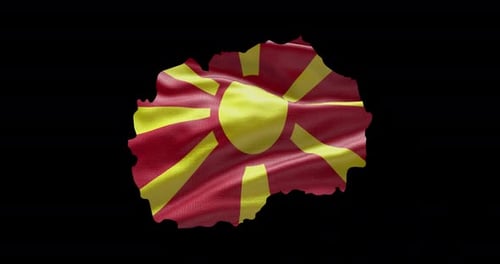 Waving North Macedonia Flag Map Animation