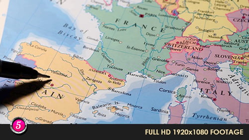 Pen Points to Cities on European Map