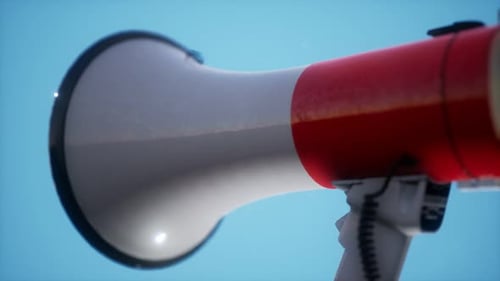 Animated 3D Megaphone Rotating with Soft Particles