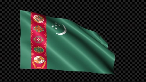 Realistic Seamless Loop Waving Turkmenistan Flag Animation