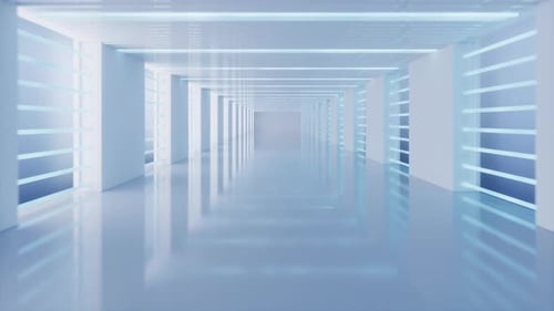 Pass through the empty white tunnel