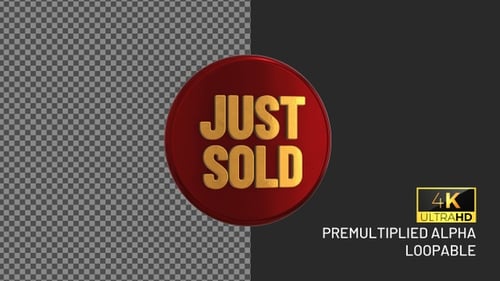 Just Sold Rotating Looping Badge with Alpha Channel