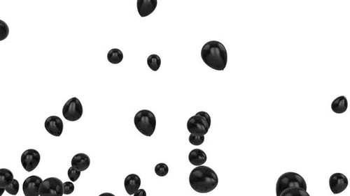 Animated Black Balloons Falling Seamlessly on White Background