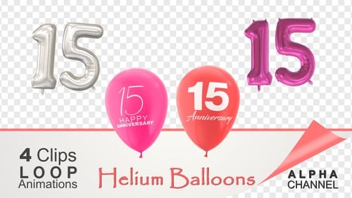 15th Anniversary Celebration Balloons Loop Animation