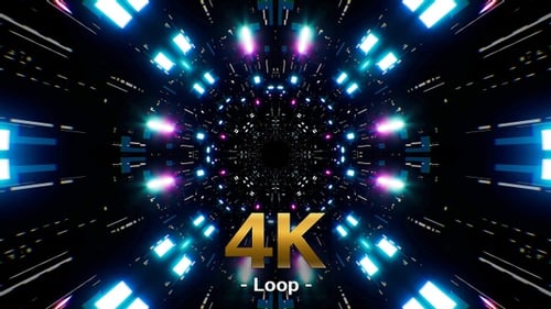 Neon Particle Light Sci Fi Passage 4K