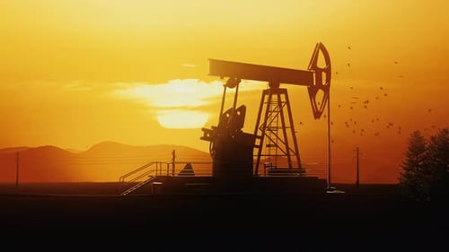 Animation of Silhouette of an Oil Pump Station