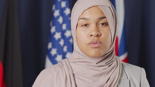 Close Up Portrait of Muslim Female Politician
