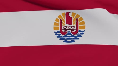 Waving French Polynesia Flag Realistic Animation Loop