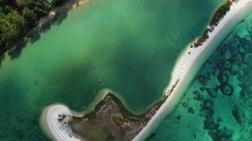 Aerial view tourism of exotic coastline beach vacation by turquoise sea with white sand background o