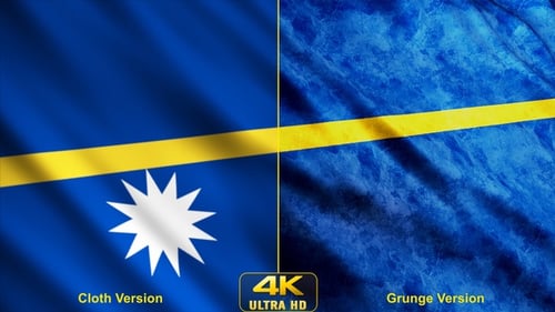 Realistic Nauru Flag Waving Animation with Clean and Grunge Versions