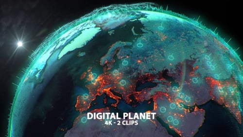 Digitaler grüner Planet Erde 4K