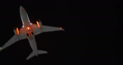 Night Departure of a Passenger Plane
