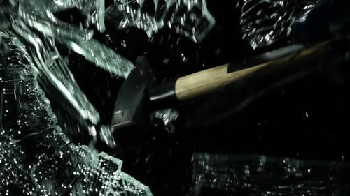 Hammer Smashes and Shatters Glass in Slow Motion