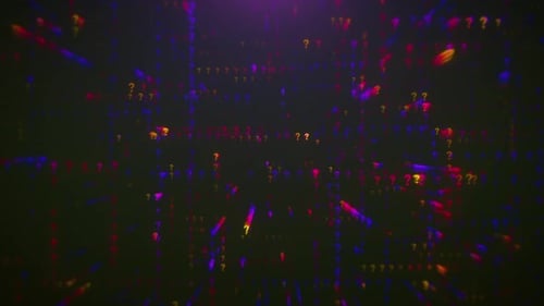 Colorful Glitch Question Marks Digital Abstract Background