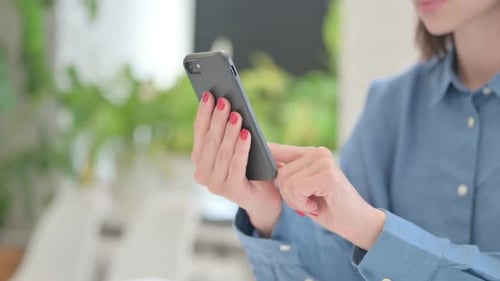 Close up of Woman Using Smartphone
