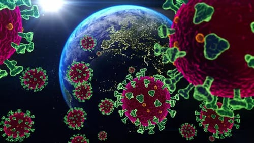 Global Virus Pandemic Animation with Earth and Space Background