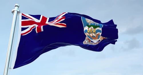 Falkland Islands Flag Waving Against a Cloudy Sky