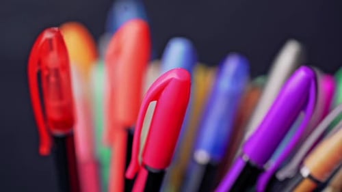 Colorful Pens Arranged in Close-Up