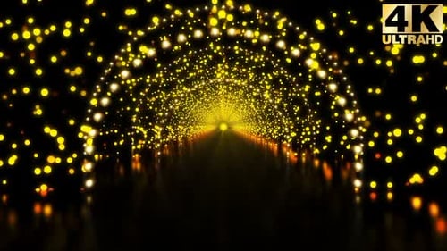 Sparkling Golden Light Tunnel Loop Background