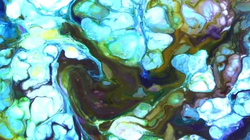 Abstract Fluid Paint Swirls in Blue and Purple