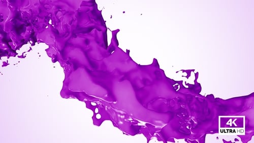 Dynamic Purple Fluid Paint Splashing Element