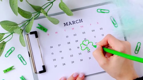 Calendar Reminds Viewer of St. Patricks Day