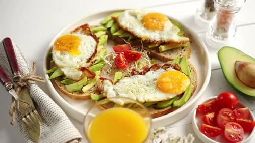 Delicious Avocado Toast with Fried Egg for Breakfast