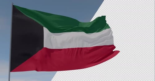 Waving Kuwait Flag with Alpha Channel Background