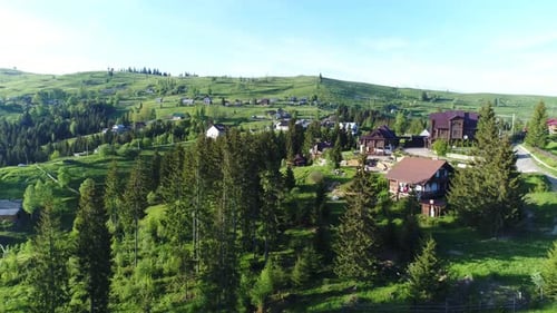 Mountain Village Landscape in Carpatian