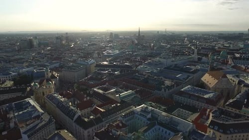 Aerial of Vienna in the evening
