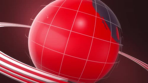 4K 3D Globe Red Background Seamless Loop