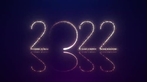 Frohes neues Jahr 2022 Animation mit dynamischer Partikelreflexion