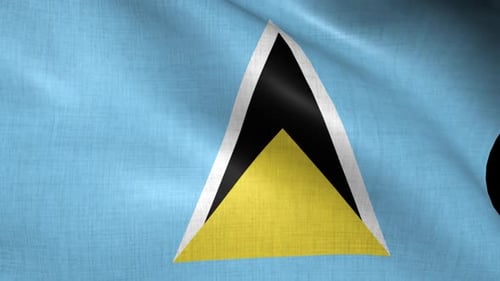 National Flag of Saint Lucia Waving