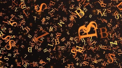 Abstract Glowing Alphabet Letters Flying Background Loop