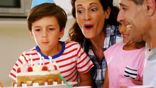 Happy Family Celebrates Birthday at Home
