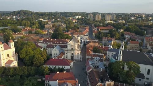 Beautiful Aerial View of the Old Town of Vilnius, the Capital of Lithuania