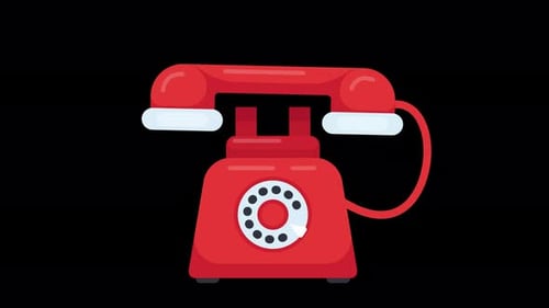 Animated Red Rotary Phone Call in Flat Design Style