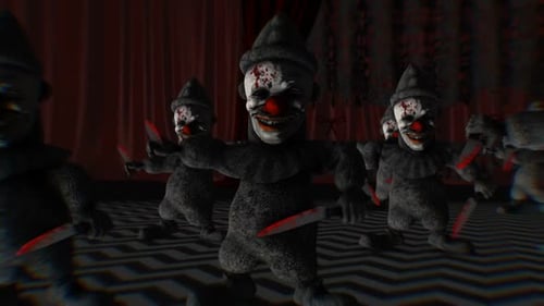 Glitching Scary Clowns with Knives Horror Animation