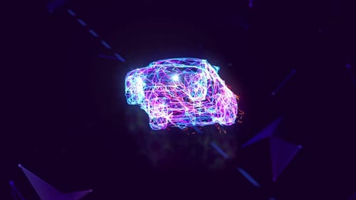 Abstract Colorful Plexus Styled Car Driving