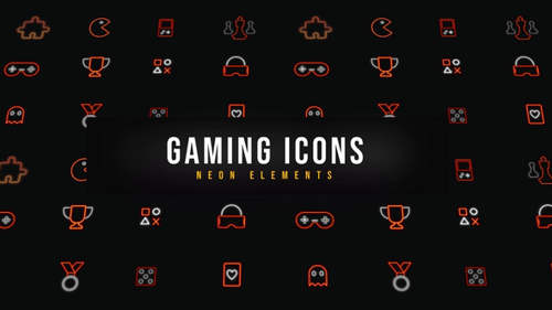 Gaming Icons Neon Line Art Animation