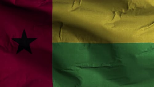 Realistic Waving Flag of Guinea-Bissau in the Wind