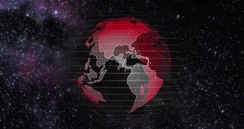 Futuristic Digital Earth Globe Rotation with Zoom in Space