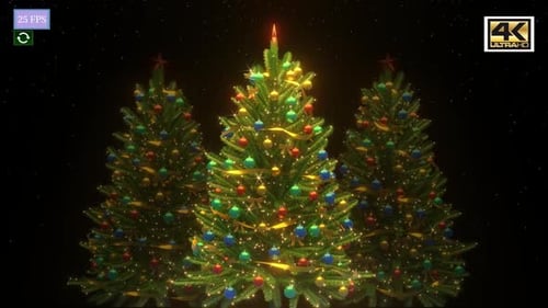 Animated Christmas Trees with Twinkling Lights and Ornaments