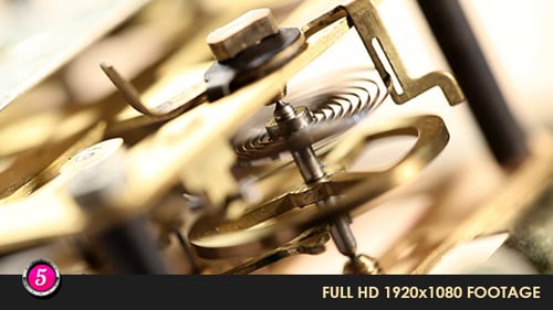 Close-up of Internal Clock Mechanism Gears Turning