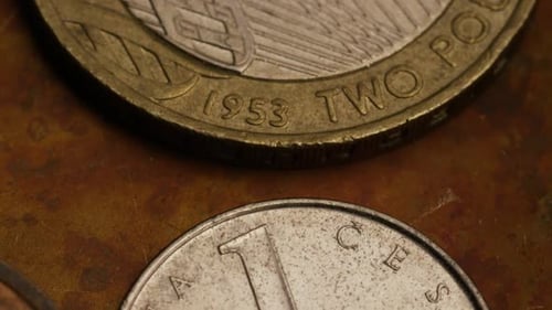Rotating stock footage shot of international monetary coins - MONEY 0372