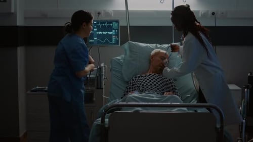 Patient with Disease Getting Reanimation in Hospital Ward